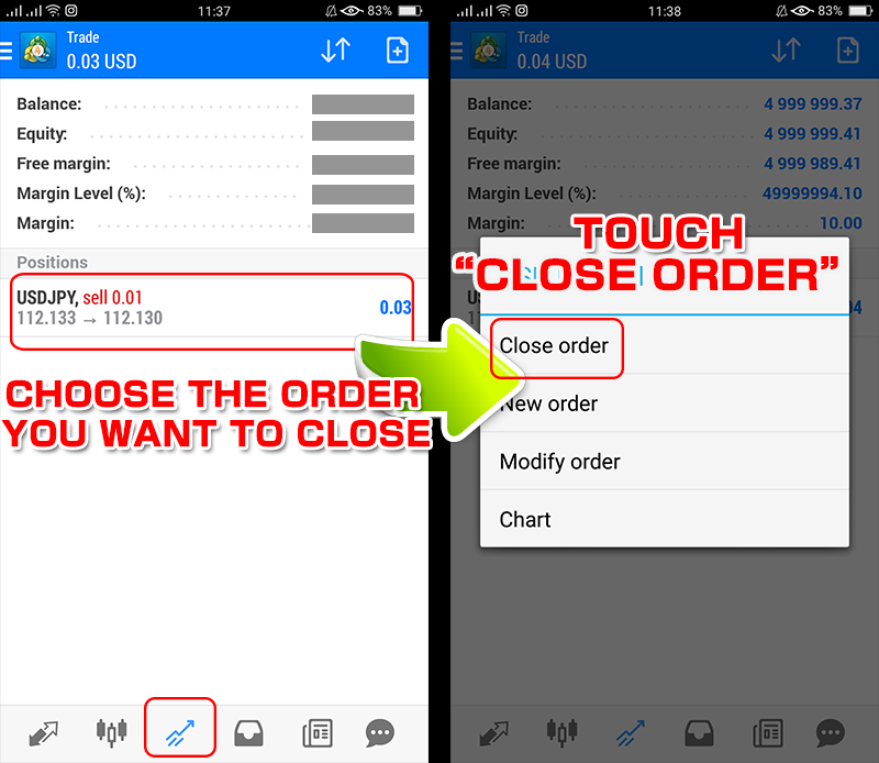 close an order on MT4