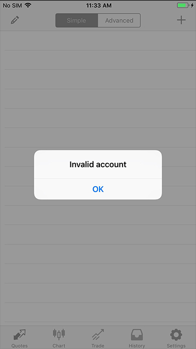 Invalid account