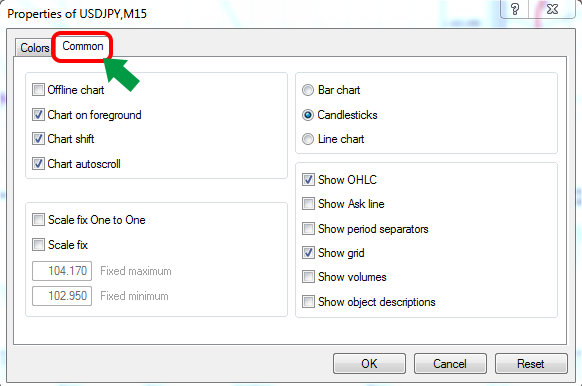 copy customized chart settings to another chart