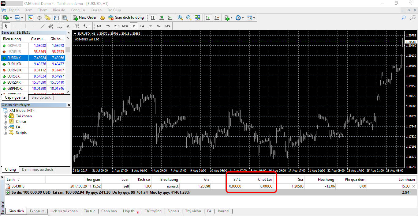 Placing stop loss orders