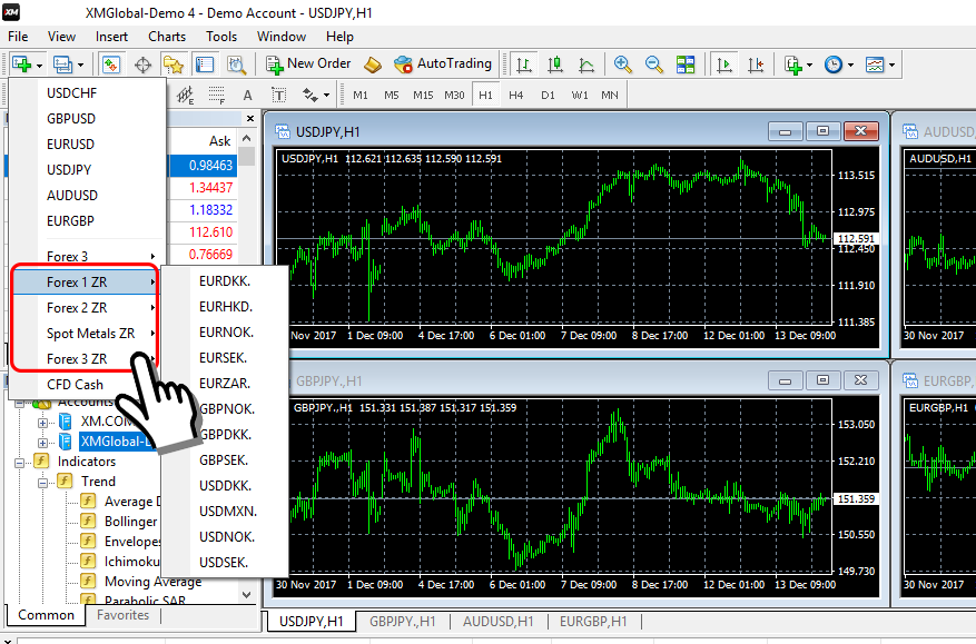 Select chart for Zero account