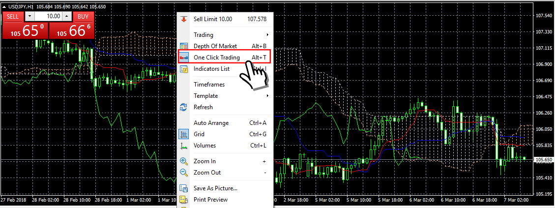 How to hide 1-click trading screen