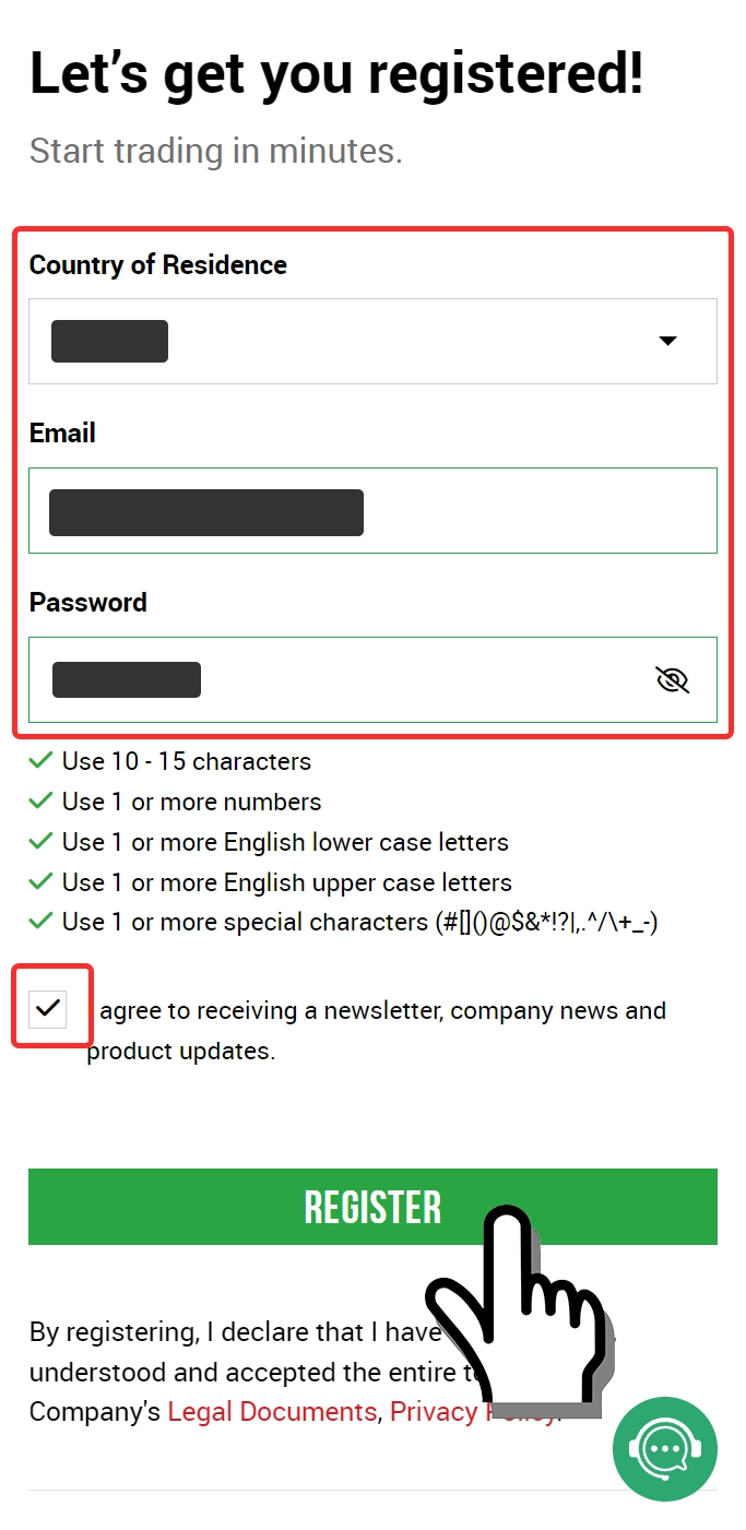 Entering Email Address and Password