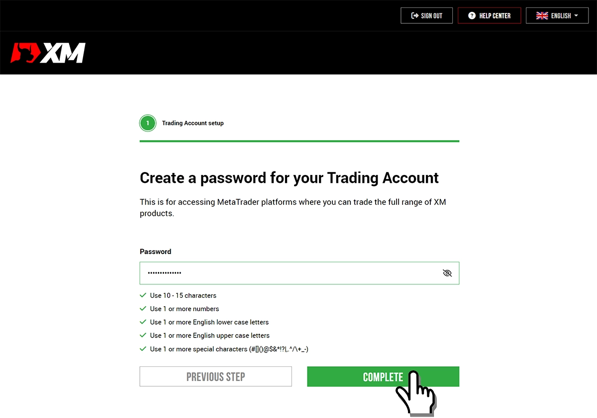 Set Up Demo Account Password
